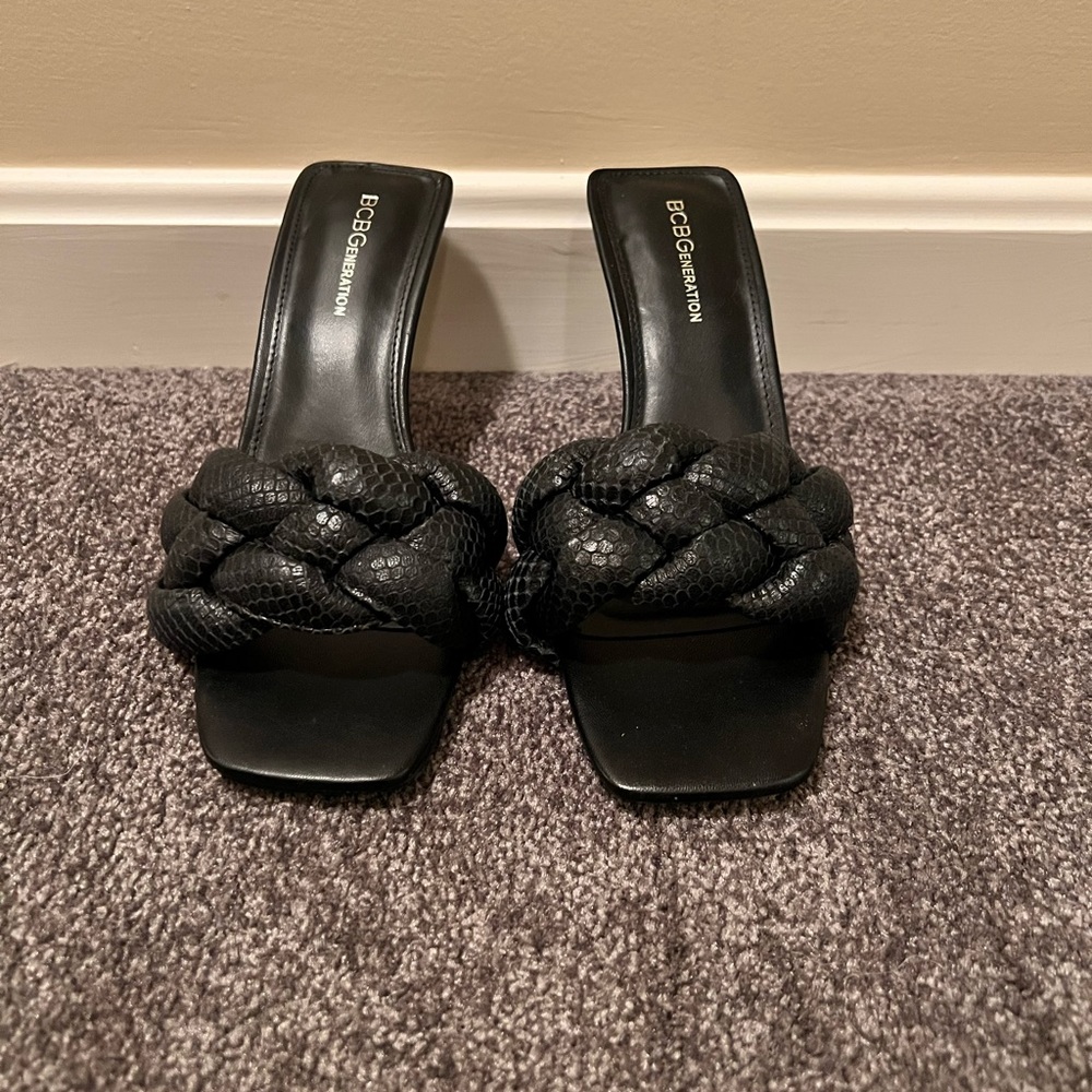 Black Bcbgeneration Thick Braided Heels - image 1